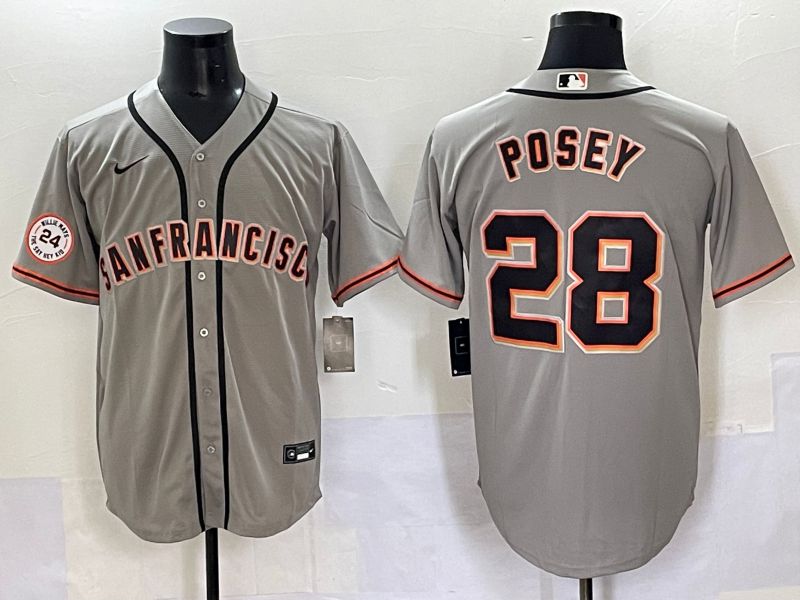 Men 2025 San Francisco Giants #28 Posey Grey Game Nike MLB Jersey style 42